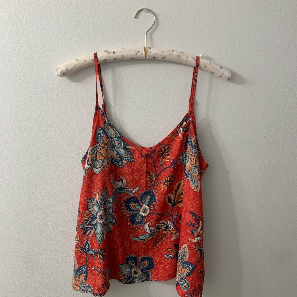 Floral silk tank